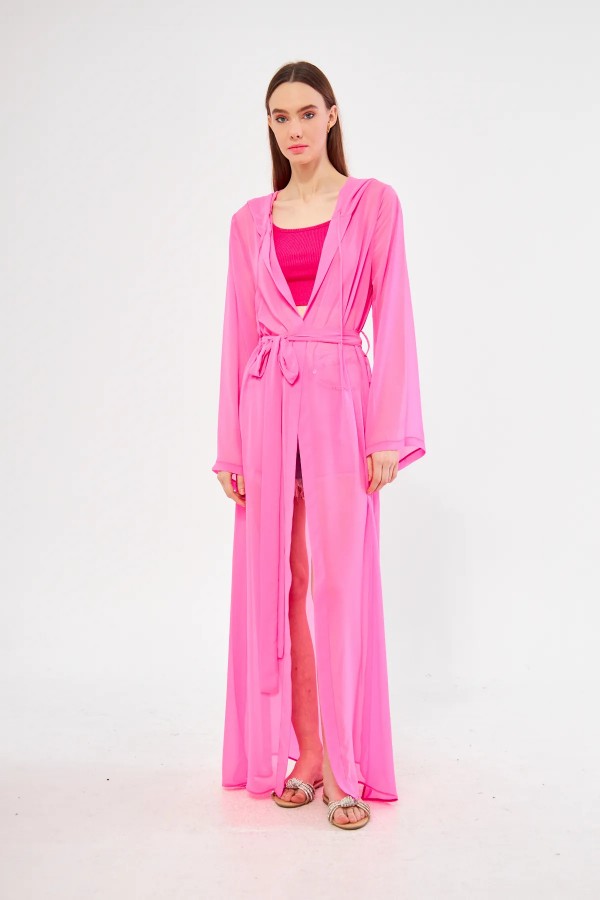 Majoristik Kimono - Pembe Kapşonlu Majoristik Kimono - Pembe Kapşonlu