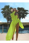 Şifon Plaj Elbisesi - Kimono - Neon Yeşil Şifon Plaj Elbisesi - Kimono - Neon Yeşil