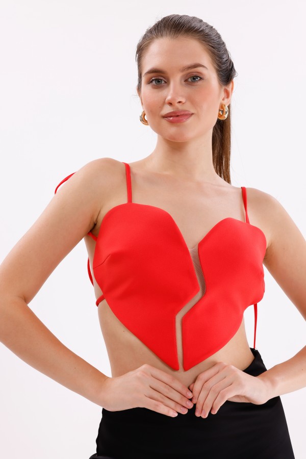 Kırmızı Kalp Büstiyer Kırık Model Sırt Dekolteli ?✨ Kırmızı Kalp Büstiyer Kırık Model Sırt Dekolteli ?✨
